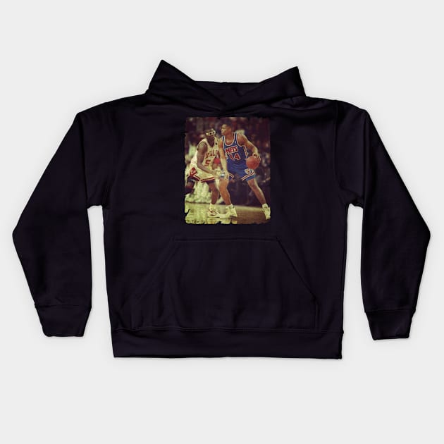 Derrick Coleman vs Horace Grant - Young DC Battling Horace Kids Hoodie by Wendyshopart